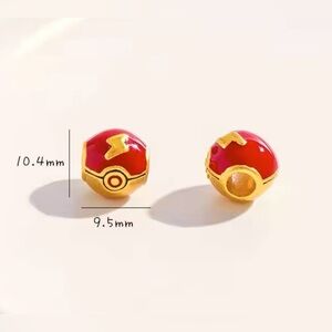 24K Gold Filled Pokemon Pokeball Charm Bead Pendant Anime Kawaii Pocket Monster